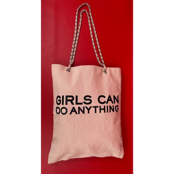 Girls Can Do Anything Zadig & Voltaire Parfums Chain Strap Pink Canvas Bag - Picture 2 of 14